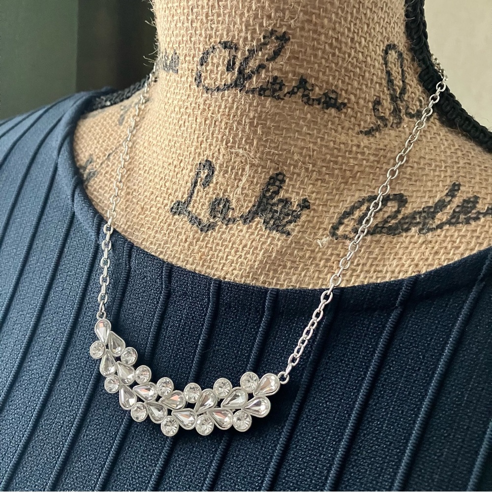 Crystal rhinestone silver necklace